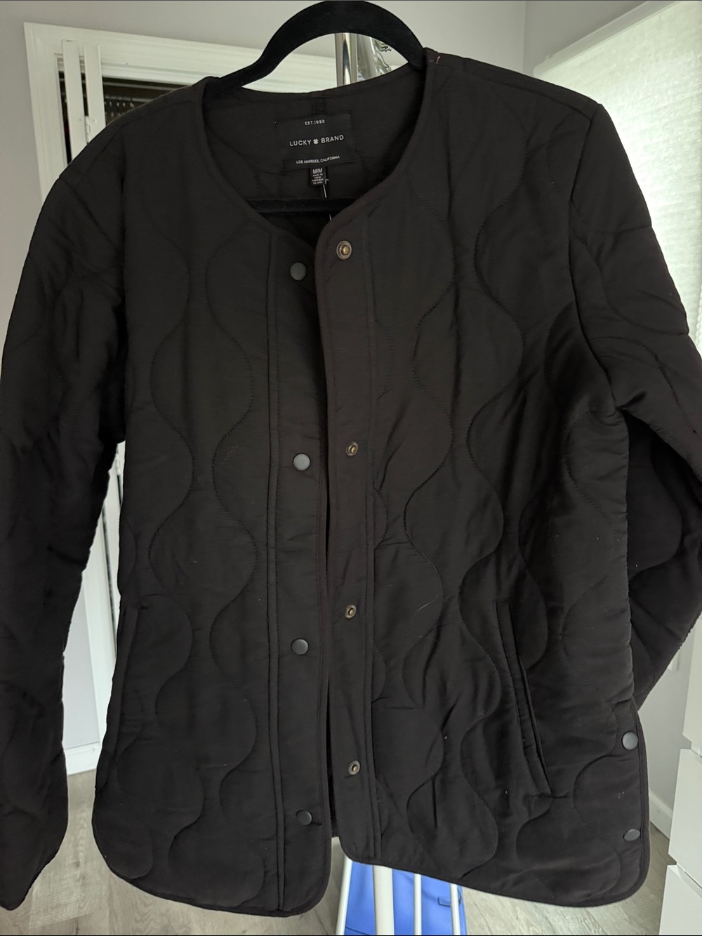 Lucky Brand Black Quilted Snap-Front Puffer Jacket